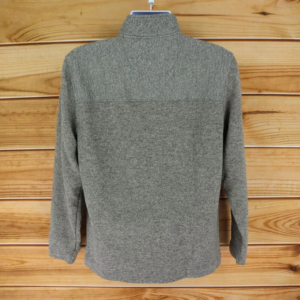 Van Heusen Flex Pullover Sweater 1/4 Zip Mock Neck Mens‎ L Brown Heathered Soft